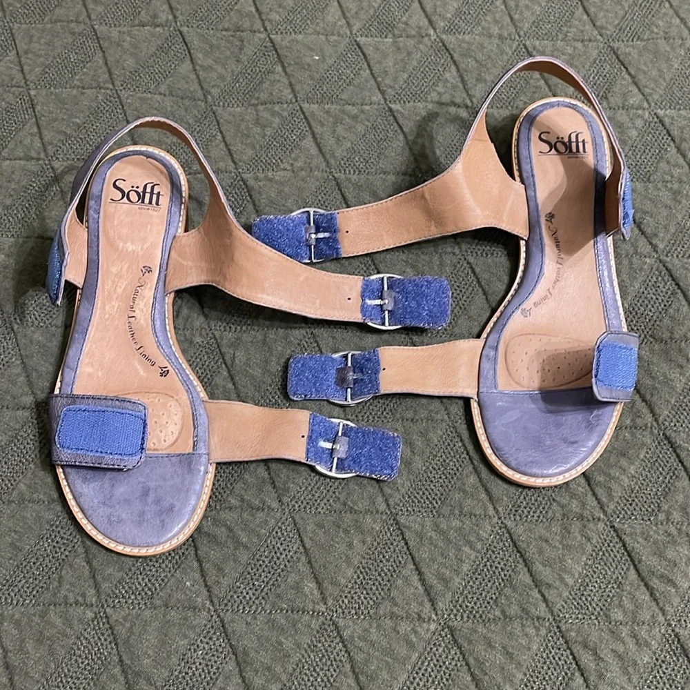 SOFFT Nerissa Gray Leather Block Heel Sandals size 7 - Picture 5 of 8